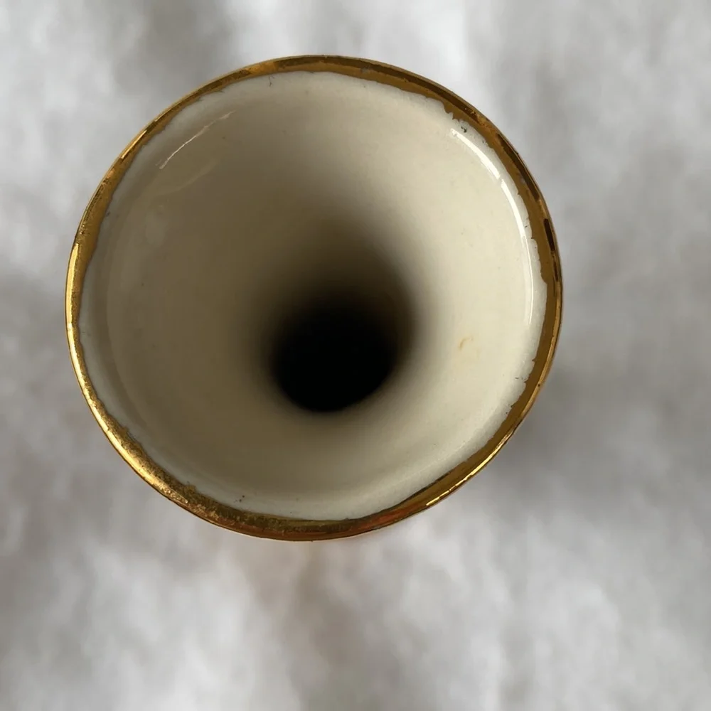 Holley Ross Weeping Gold Splatter Bud Vase Vintage